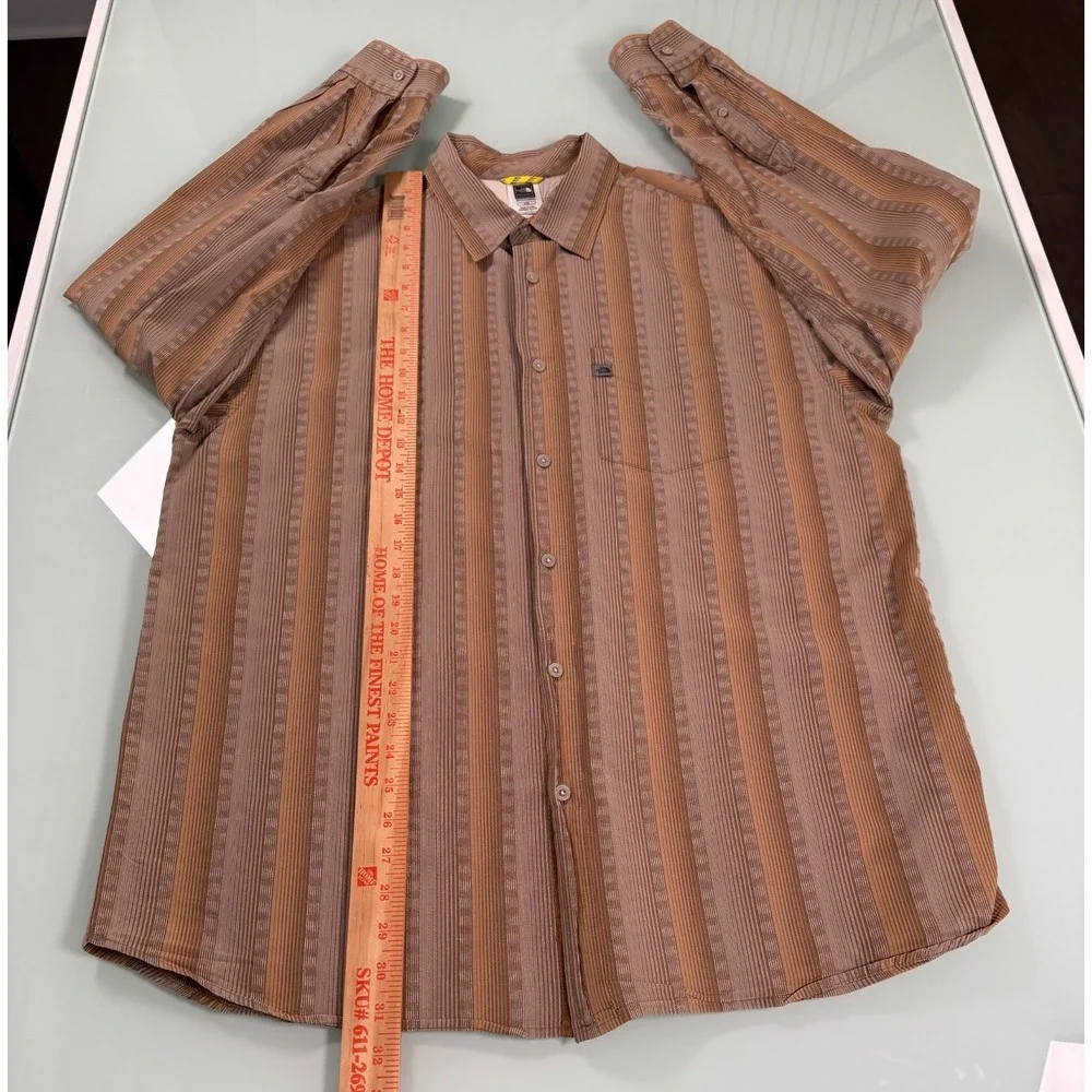 The North Face A5 Series Shirt Men's L Brown Stripe Button Casual DadCore
